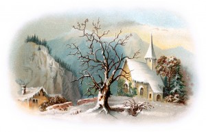 Church and snow scene