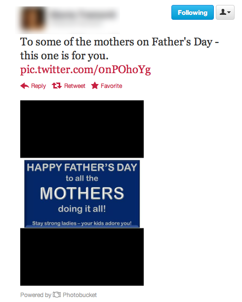 Father's Day Tweet for Mothers