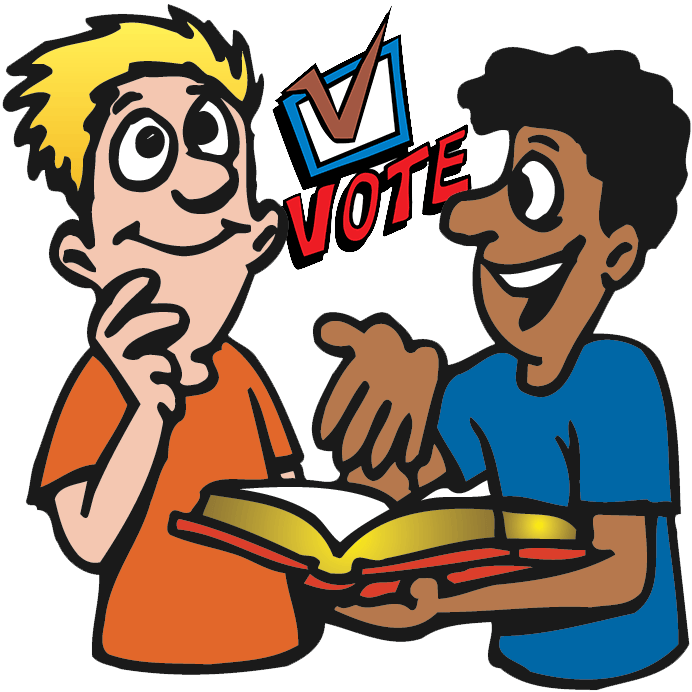 Two studying about voting in the Bible