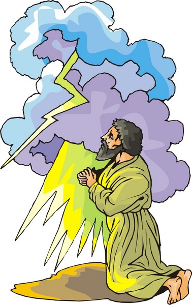 Man praying in a thunderstorm