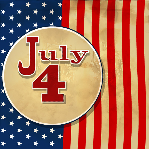 July 4th with flag background