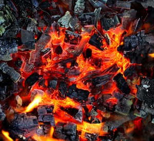Burning coals