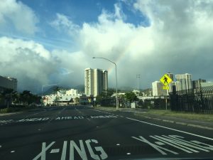 Rainbow in Honolulu during the drive home