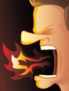 Angry man with fire coming out of his mouth