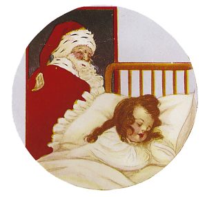Santa watching little girl sleep